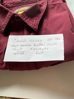 Cabela's Burgundy Canvas Short-Sleeve Button-Down Shirt